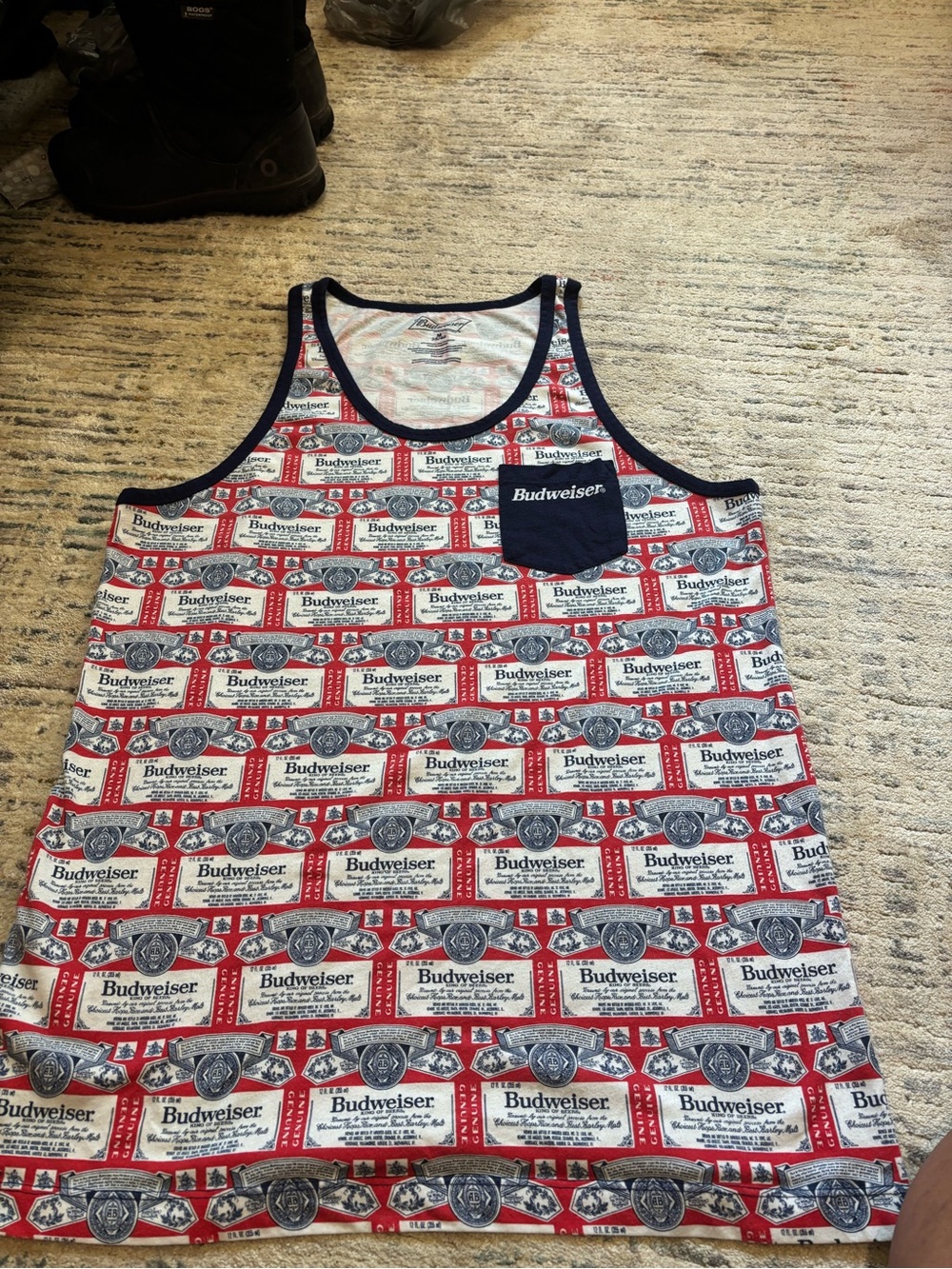 Budweiser Red, White & Navy Graphic Pocket Tank